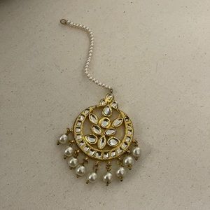 Eid Diwali Pearl maang teeka tikka Punjabi Pakistani Indian Kundan